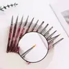 Conjunto de pincéis para nail art, estilo aquarela vinho, para desenhar linhas, criar padrões florais e misturar cores; inclui pincéis de ponta redonda, ponta chata e ponta quadrada para aplicação de esmalte em gel