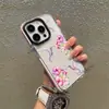 Funda floral de colibrí en acuarela rosa adecuada para Apple 17om, funda de teléfono transparente con bloques de color, funda romántica floral de comercio exterior para niñas