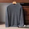 Nuevo suéter de cachemir 100% para hombre para otoño e invierno, cuello semi-alto, suéter de punto grueso, corte holgado, estilo de negocios, capa base cálida