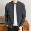 Chaqueta cárdigan con cremallera 100% lana de oveja para hombre, Chaqueta de punto de lana para hombre para el otoño y el invierno, para el día a día y los desplazamientos