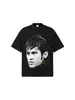 Camiseta de Manga Corta para Hombre Estilo Americano Peso Pesado Hombro Caído Estampado Directo con Tinta Blanca Retrato de Neymar Silueta Nueva Primavera/Verano 2026