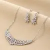 2026 Nueva Joyería Nupcial Transfronteriza de Amazon Zircón Pedrería Collar Pendientes Anillo Accesorios Al Por Mayor