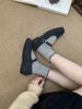 Zapatos Peludos Grises para Mujer Otoño e Invierno Ropa de Exterior Nuevo Estilo Coreano Zapatos Mary Jane Franceses Planos Cálidos Forrados de Felpa Zapatos de Lana
