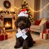 Nuevo juego de sombrero y bufanda navideños estampados más vendidos transfronterizos para perros y gatos, conjunto navideño para gatos y perros