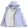 Chaqueta impermeable de plumón estilo Luotuo para mujer tres en uno 2026 nuevo estilo invierno ropa de trabajo exterior se puede imprimir LOGOTIPO