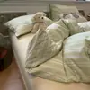Conjunto de cama listrado rosa minimalista de quatro peças, 100% algodão, modelo novo 2026, capa de edredom, lençol, conjunto de cama de três peças 4