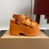 Nuevas Sandalias de Cuña Doradas Deslumbrantes de Verano, Sandalias Romanas Casuales de Velcro con Suela Gruesa a la Moda, Sandalias Casuales Versátiles para Mujer