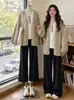 Abrigo suéter grueso de lunares gris retro, nueva colección otoño/invierno 2026, manga de farol, corte holgado, cárdigan de punto casual para mujer