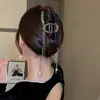 Pinza de Tiburón Grande para el Cabello Estilo Japonés y Coreano Fresco y Dulce de Aleación con Borla Pinza de Garra para la Parte Posterior de la Cabeza Accesorio para el Cabello Primavera 2025