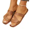 Nuevas sandalias planas de playa de estilo europeo y americano, talla grande, para el verano 2026, con punta redonda y punta abierta, pantuflas transfronterizas para que las mujeres las usen en el exterior