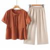 Conjunto de camiseta casual de verano para madre de mediana edad 2025 Nuevo estilo Camisa para reducir la edad de mediana edad y anciana Holgada y adelgazante