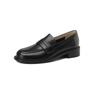 Mocasines básicos de piel de vaca texturizada para las cuatro estaciones 2023 Primavera temprana Tacón bajo Zapatos de piel pequeños Punta redonda Zapatos de una sola capa de cuero completo para mujer