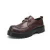 Mocassins sem cadarço transfronteiriços, sapatos formais de sola grossa, sapatos Derby pretos masculinos retrô, sapatos casuais de sola grossa