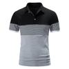 Polo de manga corta a rayas de verano de Amazon con solapa a juego, camiseta básica para hombre, camiseta de comercio exterior para hombre