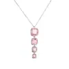 Conjunto de Colar Europeu e Americano Transfronteiriço de Zircônia, Pingente Rosa, Joia de Corrente para Clavícula, Design de Nicho, Versátil, de Alto Padrão, Romântico