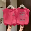 Chaleco sin mangas de algodón puro para niños y niñas, Camiseta superior holgada transpirable de verano, Camiseta de manga corta estampada fresca para bebé