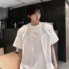 Camiseta de Manga Corta con Empalme Desestructurado Diseño de Verano para Hombre Nicho Cleanfit Manga Media Holgada Ropa Interior