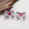 Pendientes de plata S925 con lazo azul y aguja, estilo nacional, de lujo, ligeros, de alta gama, con corindón rojo, orquídea y circón, para mujer.
