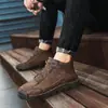 Otoño e invierno 2024 comercio exterior transfronterizo talla grande de caña alta de algodón para hombre suelas cosidas a mano zapatos cálidos de ocio para exteriores