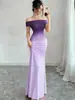 Amazon 2026 Comercio Exterior Transfronterizo Europeo y Americano Nueva Moda Gradiente Manga Corta Hombros Descubiertos Bodycon Vestido Largo