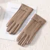 Guantes de Cuero Cálidos para Mujer Pu Para Exteriores Lindos de Invierno Forrados de Felpa A prueba de Viento para Ciclismo A Prueba de Frío para Conducir Engrosados Guantes con Pantalla Táctil