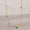 Collar de Acero de Titanio con Zirconia en Forma de Gota de Agua Colorida de Verano, Cadena para Clavícula de Diseño de Nicho de Lujo Ligero, Accesorio de Pulsera para Mujeres