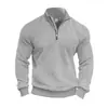 Sudadera Casual Retro Americana Transfronteriza de Punto Grueso con Cremallera, Cuello Alto, Empalmes Pesados, Jacquard, Manga Larga para Otoño e Invierno