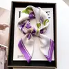 Pañuelo de seda pequeño con estampado de verano y otoño para mujer, pequeño, largo, de alta gama, estilo francés, cuadrado, para atar y atar.