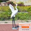 Ornamentos de guindaste de coroa vermelha parque de flores paisagem florestal montanha piscina gramado decoração simulação animal garça escultura de vidro aço