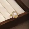Anillo vintage de perlas estilo francés para mujer, lujo ligero con sensación de alta gama, diseño de anillo ajustable, estilo nicho, venta al por mayor de accesorios para anillos