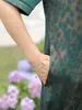 Nuevo vestido corto de manga corta estilo chino para mujeres de mediana edad y mayores, vestido fresco y adelgazante, vestido de moda para madres de talla grande, vestido de satén de seda