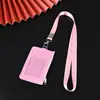 Elegante tarjetero de piel sintética con cordón, tarjetero de identificación unisex, tarjetero colgante para el cuello con múltiples ranuras para tarjetas, monedero, bolsa de tarjetas simple