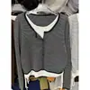 Ruoxin 2026 Otoño/Invierno Nuevo Estilo Coreano Sencillo Versátil Falso Dos Piezas Cordón Manga Larga