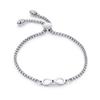 Pulsera ajustable de acero de titanio de alta calidad con símbolo de 8 palabras, pulsera simple versátil para mujer, pulsera de acero inoxidable con poste infinito, venta al por mayor