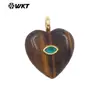 Wt-P2042 Joyería de Piedras Preciosas con Forma de Corazón Tridimensional, Obsidiana, Lapislázuli y Circonita Incrustada - Pendientes, Collar, Colgante
