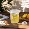 Recipiente de Alimentos Selado Espessado Balde de 1 Litro Copo para Chá de Frutas Balde Ton-Ton com Duas Aberturas Balde de Plástico para Chá de Leite e Iogurte Balde Redondo