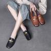 Jishu 2025 Primavera y Verano Zapatos de Cuero de Vaca de Estilo Británico con Capa Superior Mocasines de Suela Blanda de Tacón Bajo Retro Francés de Moda