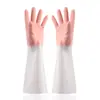 Guantes de Goma para Lavar Platos, Engrosados, Resistentes al Desgaste, Longitud Extendida, Forro Interior Integrado de Felpa, Cálidos, Forrados de Felpa para Invierno, Antideslizantes para Lavar Verduras