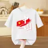 Camiseta de Manga Corta para el Día Nacional Ropa de Algodón para Niños Chinos de Manga Media Ropa para Actividades Escolares Primaria, Secundaria y Jardín de Infancia Top Blanco