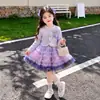 Conjunto de Vestido Estilo Coco Chanel para Menina Moda Primavera 2026 Vestido Princesa Elegante Saia Bufante de Tule Conjunto de Duas Peças Primavera/Outono Tendência