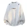 Moletom com Capuz Masculino Americano Pesado Gola Redonda Manga Longa Outono Inverno Novo Estampa Tie-dye Bordado Letra Pulôver Top Casual