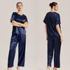 Pijama de Seda Helada Amazon para Mujer Verano Manga Corta Pantalón Largo Estilo Ropa de Casa Moda Femenina Traje Casual Holgado