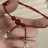 Nuevo Pulsera de Cuentas con Monedas Antiguas Estilo Chino, Diseño de Moda y Sencillo, Pulsera de Cuerda Roja Tejida a Mano, Pulsera Ajustable