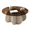 Mesa de centro de vidrio para uso doméstico, mesa auxiliar moderna de lujo ligero, mesa pequeña simple y moderna para sala de estar de apartamento pequeño, mesa de té minimalista