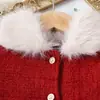 Comercio Exterior Transfronterizo Otoño e Invierno Nuevo Estilo Cuello de Piel Estilo Rojo Año Nuevo Trajes para Niñas y Niños Venta al por Mayor
