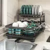 Selección premium de escurridores de platos de cocina con drenaje de agua y a prueba de humedad, estantes de almacenamiento de múltiples capas, pequeños gabinetes de vajilla para el hogar y escurridores de vajilla para venta al por mayor