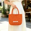 Bolsa de mão de rattan trançado versátil de verão Kit de material DIY, bolsa cesta, bolsa aberta elegante casual para o dia a dia