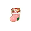 Calcetín de Navidad Imán de Nevera de Buena Suerte Aleación Metálica Personalizada Esmalte Pegatina Magnética Diseño de Papá Noel y Reno Regalo