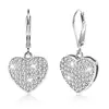 Pendientes de Latón con Baño de Oro Real, Moda Transfronteriza Europea y Americana, Lujo Accesible Exquisito, Corazón Lleno de Circonitas