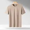 Camiseta Redonda de Seda Helada Estilo Nuevo para Hombre, Camiseta de Protección Solar de Verano con Decoración de Cremallera Invisible, Camiseta Casual de Manga Corta sin Cierre